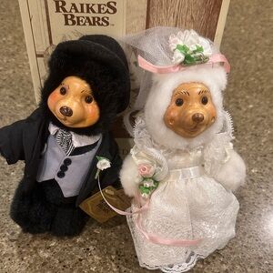 Raikes Bears Wedding Couple Figurines SIGNED BY ARTIST